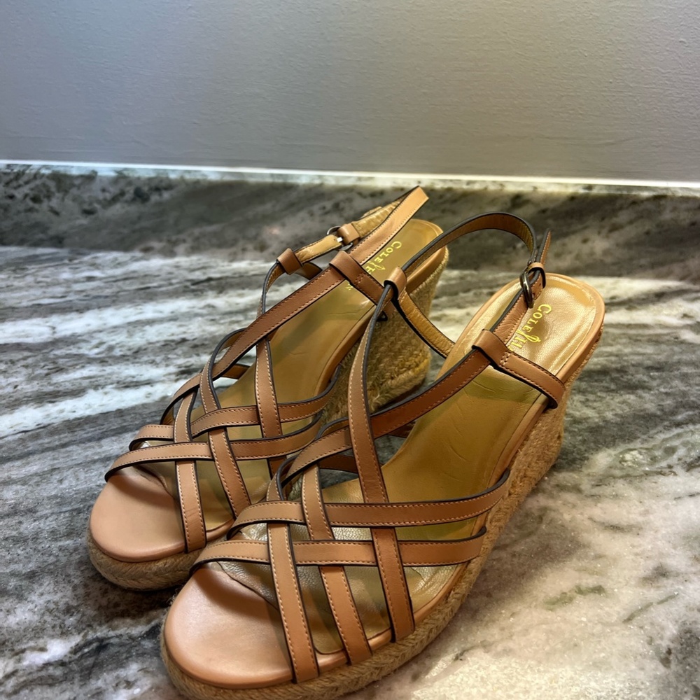 Cole Hahn Nude Leather Espadrilles